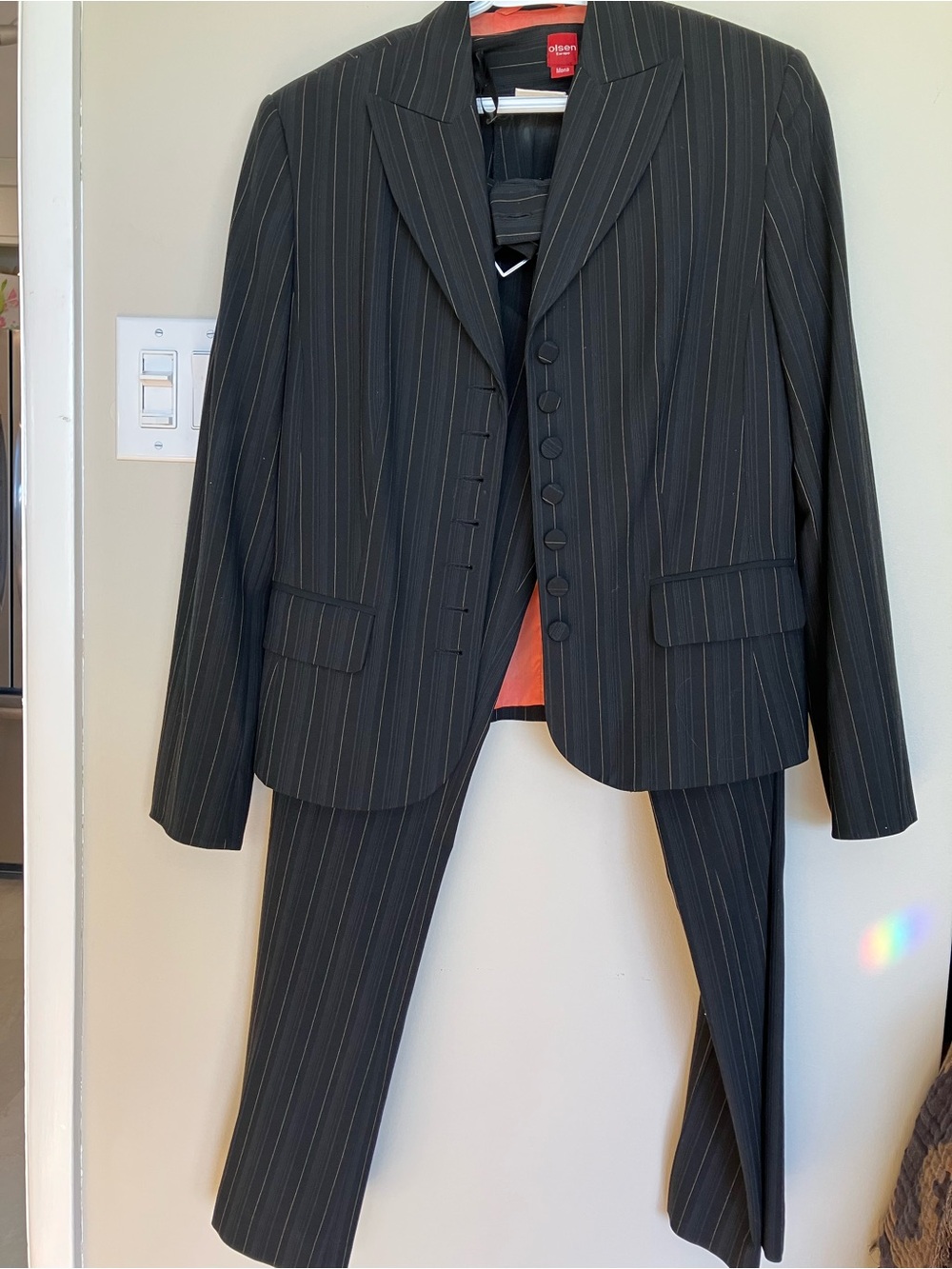 Women’s Y2K Pinstripe Two-Piece Suit Jacket Pants Black